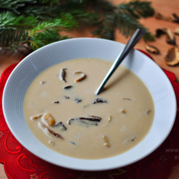 vánoční, houbová, krémová, polévka, oběd, jednoduchá, recept