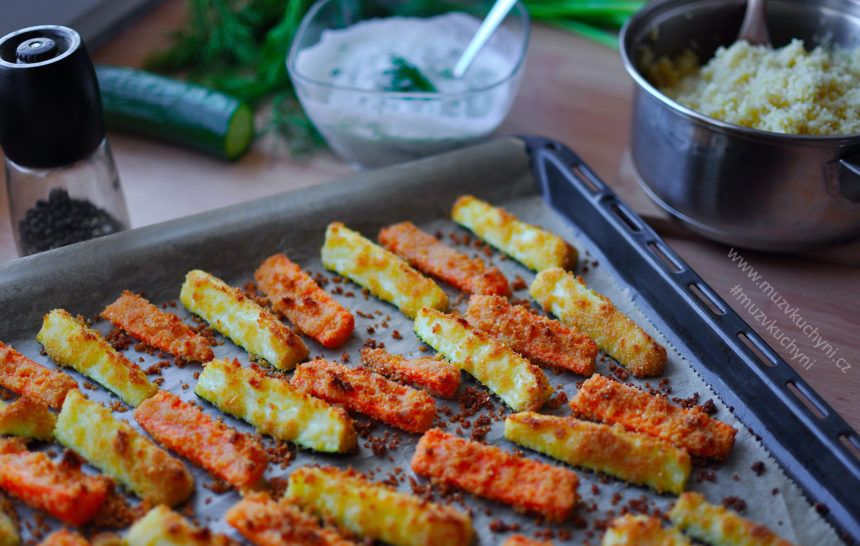 vegan, vegetarian, recept, zeleninové hranolky, tzatziky, bulgur, oběd, večeře
